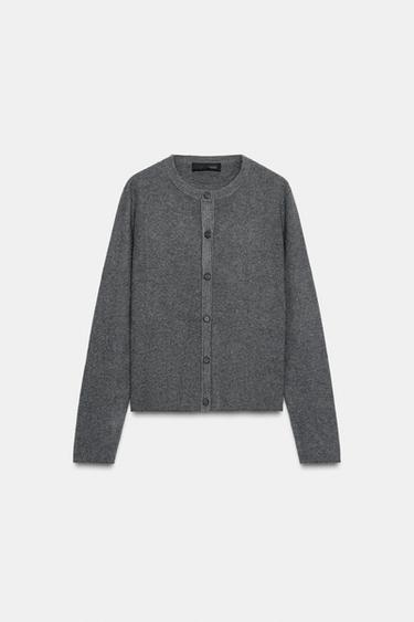 BASIC KNIT CARDIGAN WITH BUTTONS - Grey marl by Zara
