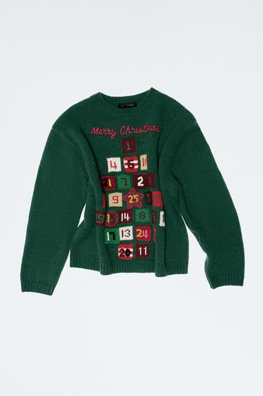 ADVENT CALENDAR KNIT JUMPER - Billiard green by Zara
