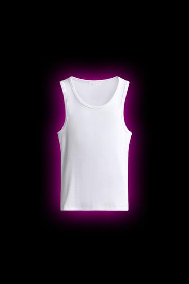 BASIC RIBBED TANK TOP - White by Zara