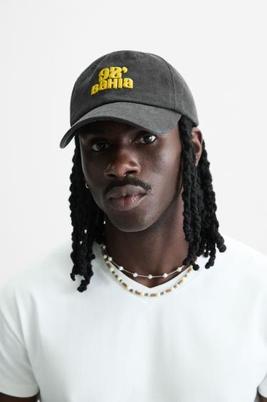 CONTRAST EMBROIDERY CAP - Dark grey by Zara - Image 0