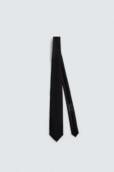 TEXTURED 100% WOOL TIE - Black by Zara
