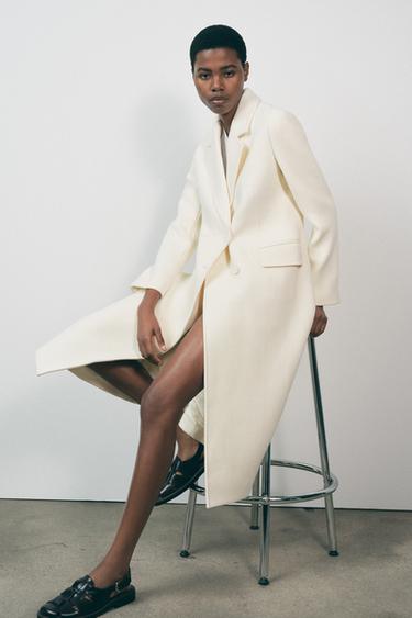 ZW COLLECTION DOUBLE-BREASTED WOOL BLEND COAT - White by Zara