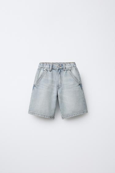 SLOUCHY DENIM BERMUDA SHORTS - Light blue by Zara - Image 0