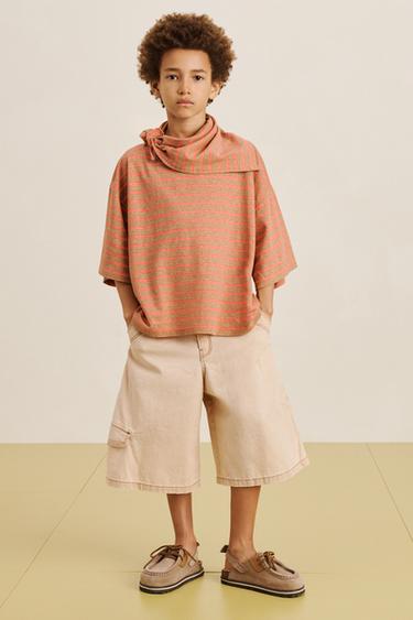 STRIPED T-SHIRT 16 - Salmon by Zara