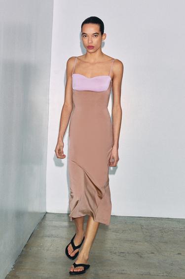 POLYAMIDE STRAPPY DRESS - Beige-pink by Zara