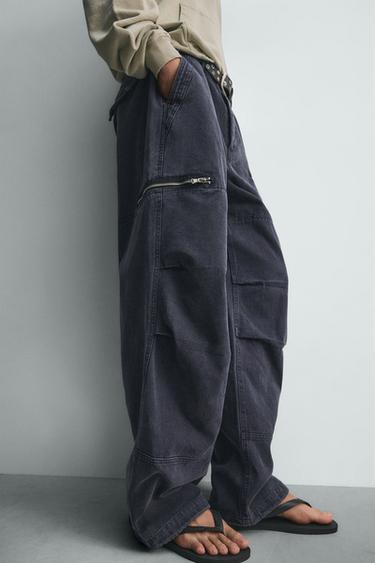 PARACHUTE CARGO TROUSERS - Blue by Zara