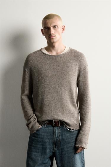 RELAXED FIT KNIT T-SHIRT - Stone by Zara