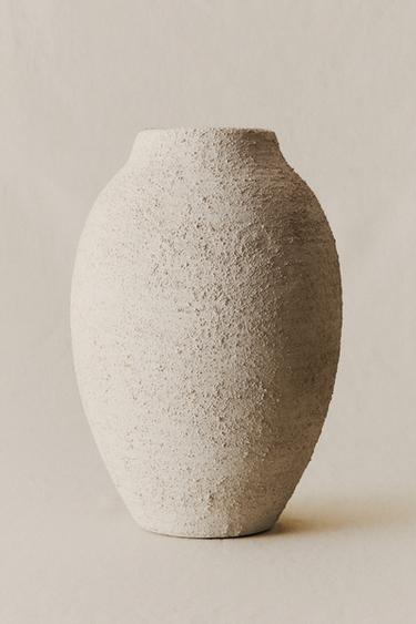 ROUGH-EFFECT CERAMIC VASE - Grey by Zara