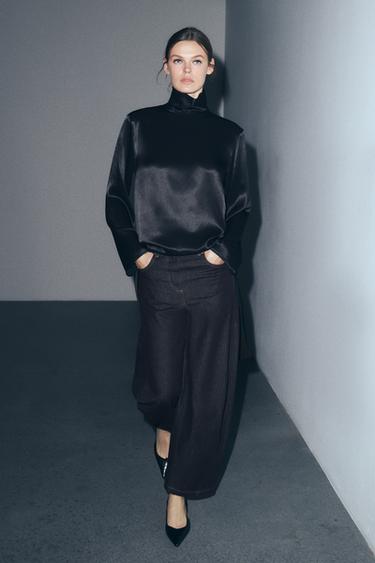 ZW COLLECTION ANKLE BALLOON MID-WAIST JEANS - Blue by Zara