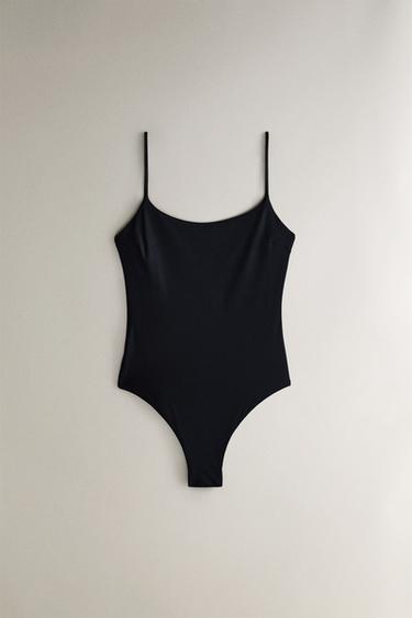 PLAIN BEACH SWIMSUIT WITH THIN STRAPS - Black by Zara - Image 0