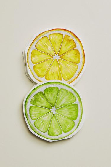 PACK OF LIME GREEN LEMON PAPER NAPKINS (PACK OF 30) - Yellow by Zara