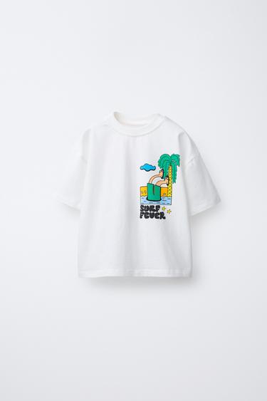 T-SHIRT WITH RAISED PRINT - White by Zara - Image 0