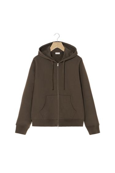 HEAVYWEIGHT HOODED ZIP-UP SWEATSHIRT ORIGINS - Chocolate by Zara