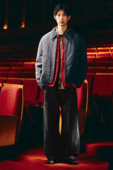 QUILTED JACKET WITH CONTRAST COLLAR - Blue by Zara