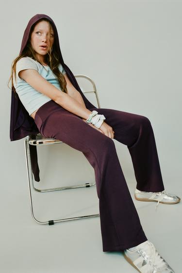 WIDE-LEG GYM TROUSERS - Aubergine by Zara
