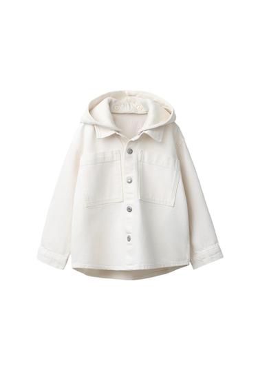 TWILL OVERSHIRT WITH DETACHABLE HOOD - Ecru by Zara
