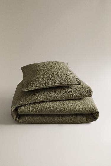 PADDED LEAF QUILT - Green by Zara