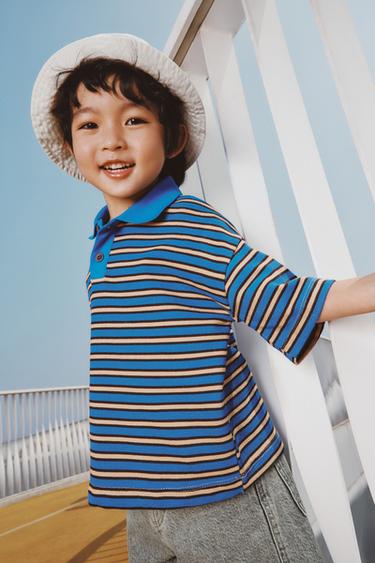 STRIPED TOWELLING POLO SHIRT - Bluish by Zara