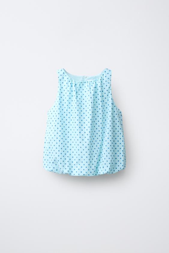 VOLUMINOUS POLKA DOT TOP - Light blue by Zara - Image 0