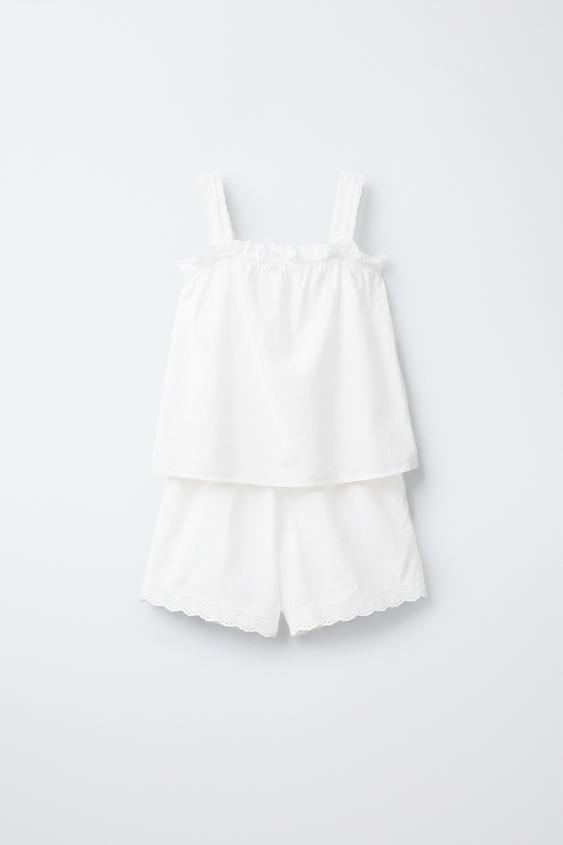 6-14 YEARS/ DOTTED MESH STRAPPY PYJAMAS - White by Zara - Image 0