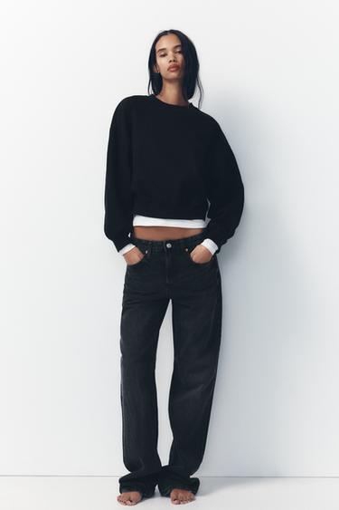 TRF WIDE-LEG MID-WAIST JEANS - Black by Zara