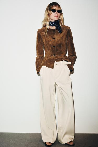 WIDE-LEG TROUSERS WITH BELT - Ecru by Zara - Image 0