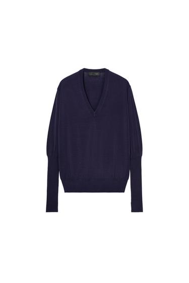 FINE KNIT V-NECK JUMPER - Ink blue by Zara