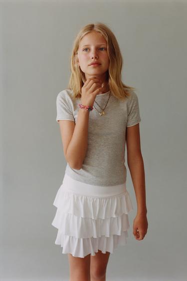 RUFFLED STRIPED BERMUDA SKORT - White by Zara