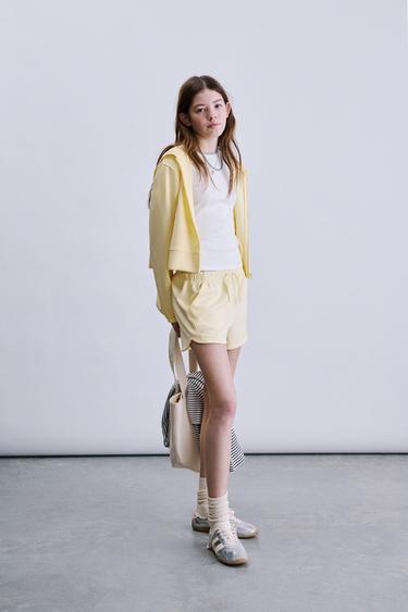 ZIP-UP HOODIE WITH MODAL - Light yellow by Zara