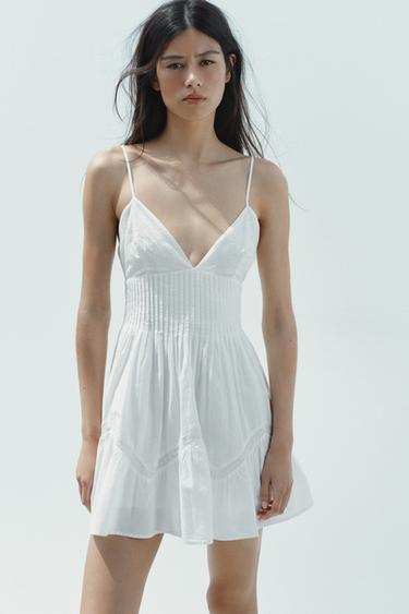EMBROIDERED SHORT DRESS - White by Zara