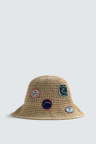 CROCHET PATCH BUCKET HAT - Beige by Zara