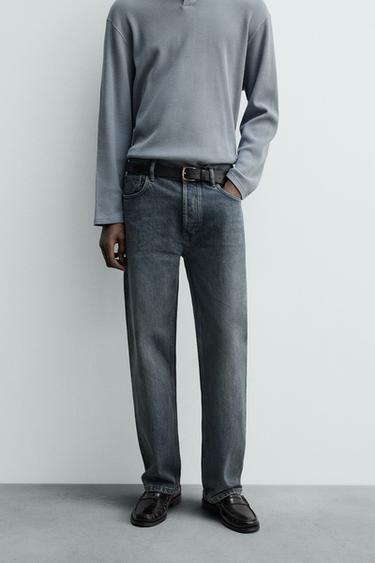 STRAIGHT ANKLE FIT JEANS - Blue / Grey by Zara