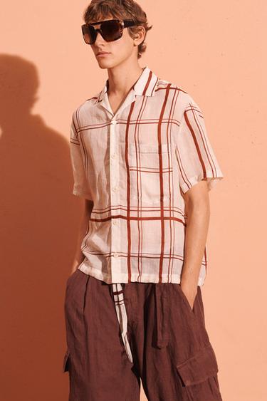 CHCKD SHRT - Ecru / Red by Zara