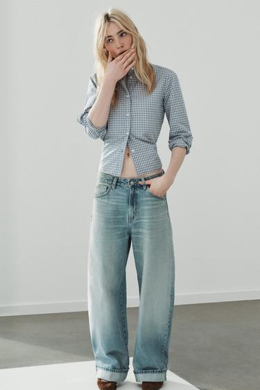 TRF BAGGY FOLDED JEANS - Light blue by Zara