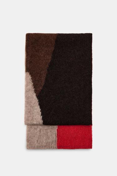PRINTED KNIT SCARF - Red by Zara