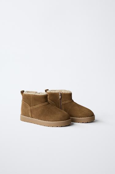 LINED LEATHER BOOTS - Brown by Zara