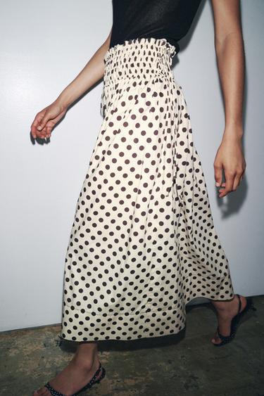 ZW COLLECTION POLKA DOT MIDI SKIRT - Ecru by Zara