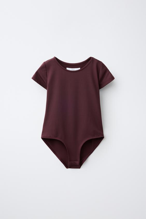 SHORT SLEEVE POLYAMIDE BODYSUIT - Brown by Zara - Image 0
