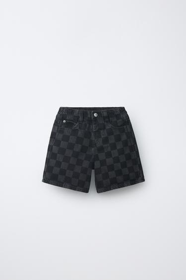 CHECKERBOARD BERMUDA SHORTS - Black by Zara