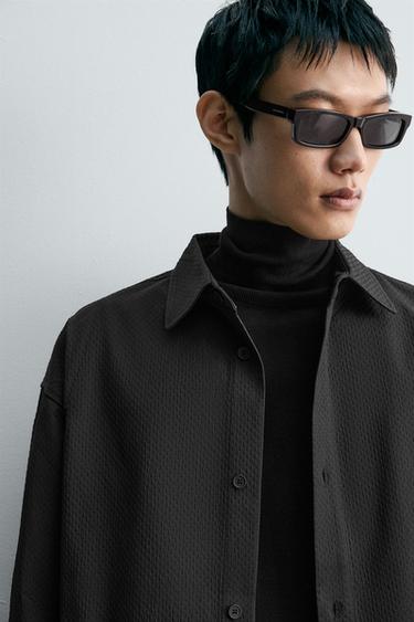 GEOMETRIC JACQUARD OVERSHIRT - Black by Zara