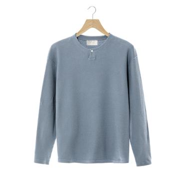 WAFFLE-KNIT HENLEY T-SHIRT - Sky blue by Zara