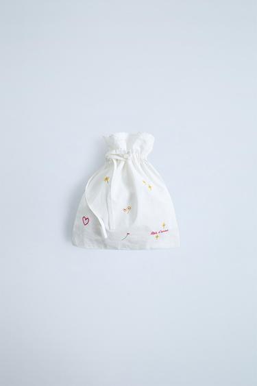 EMBROIDERED FABRIC BAG - White by Zara - Image 0