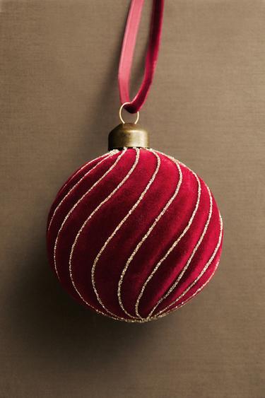 SPIRAL BAUBLE CHRISTMAS TREE DECORATION - Red by Zara