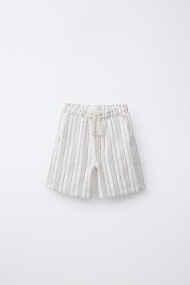 RUSTIC STRIPED BERMUDA SHORTS - Ecru by Zara
