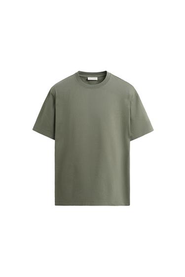 HEAVY WEIGHT SHORT SLEEVE T-SHIRT - mid khaki by Zara