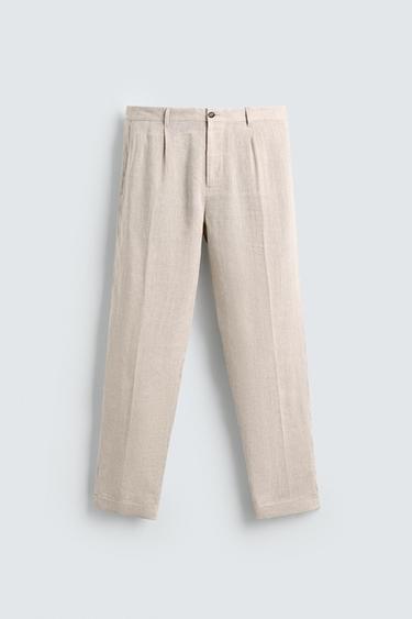 100% LINEN SUIT TROUSERS - Sand by Zara