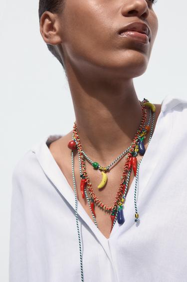 PACK OF 2 ROPE NECKLACES WITH FRUIT - Multicoloured by Zara