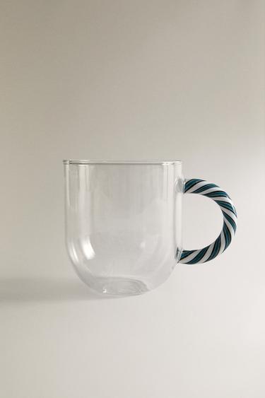 BOROSILICATE MUG WITH SPIRAL HANDLE - Blue by Zara