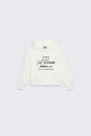 50TH ANNIVERSARY EMBROIDERED SLOGAN HOODIE - Oyster-white by Zara