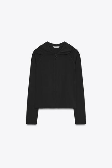 POLYAMIDE HOODIE - Black by Zara